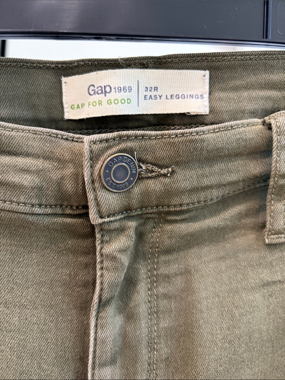 GAP Olive Green Distressed Jeggings - Picture 3 of 3